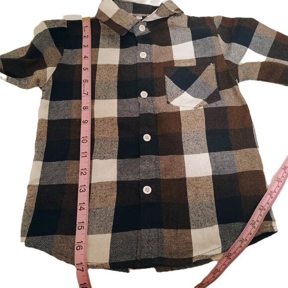 EUC: Boys' sz 3T Black & Brown Flannel Plaid (see description on sz) - Picture 5 of 5